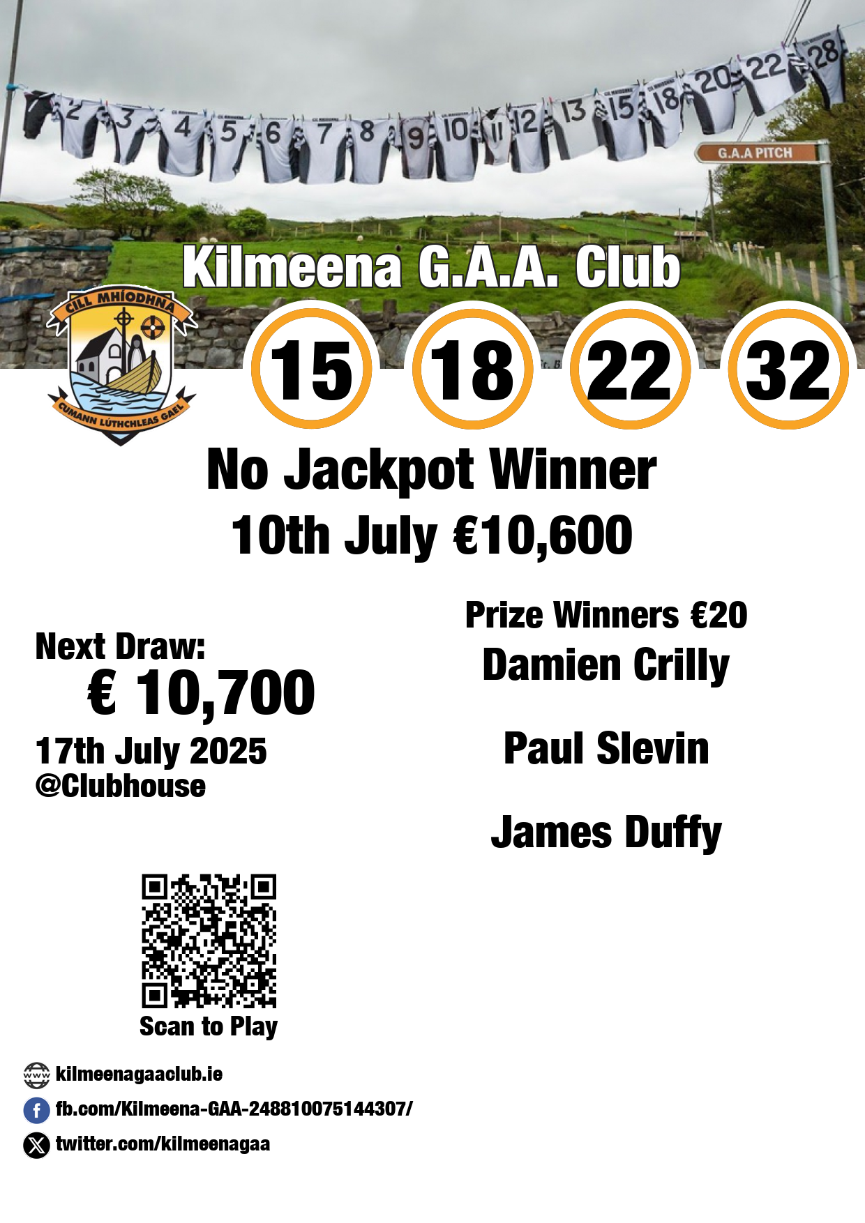 KilmeenaGAA Draw Results:10th July 2025
